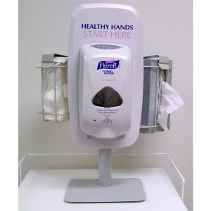 Visitor Wellness Center with Table Top Stand & Hands Free Purell Dispenser