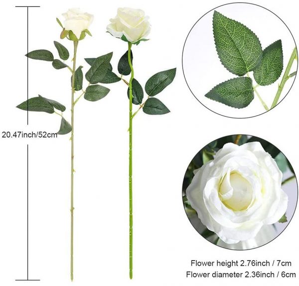 Artificial Silk Flowers Realistic Roses Bouquet Long Stem for Home Wedding Decoration Party - Image 2