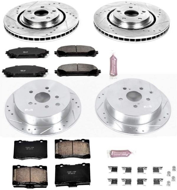 K5828 Front and Rear Z23 Carbon Fiber Brake Pads with Drilled & Slotted Brake Rotors Kit - Image 3