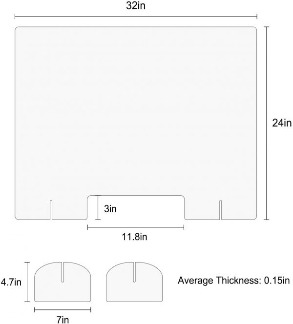 Plexiglass Shield for Counter 32"x 24" Protective Freestanding Shield Guards Against Sneezing and Coughing - Image 3