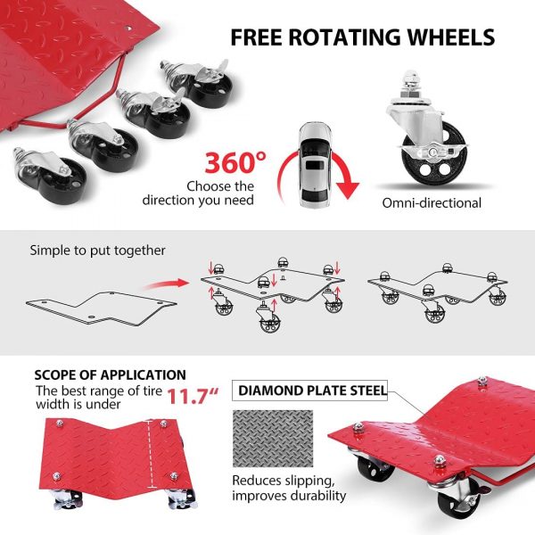 Heavy Duty 4 Tire Wheel Dolly Car Stakes - Image 2