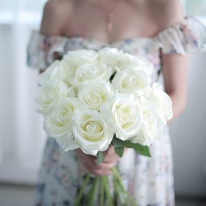 Artificial Silk Flowers Realistic Roses Bouquet Long Stem for Home Wedding Decoration Party