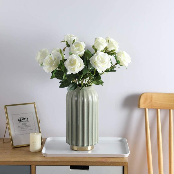 Artificial Silk Flowers Realistic Roses Bouquet Long Stem for Home Wedding Decoration Party - Image 4