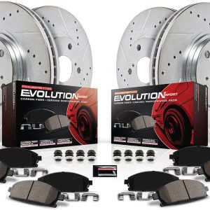 K5828 Front and Rear Z23 Carbon Fiber Brake Pads with Drilled & Slotted Brake Rotors Kit