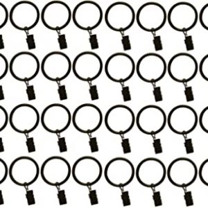 1.5-inch Set of 40 Black - Metal Curtain Rings with Clips and Eyelets (Also Known as Rings with Curtain Clips curtain hooks)
