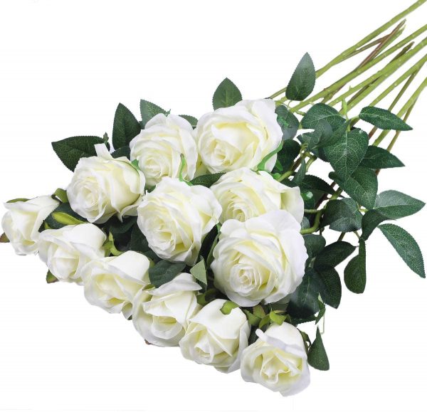 Artificial Silk Flowers Realistic Roses Bouquet Long Stem for Home Wedding Decoration Party - Image 5