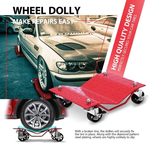 Heavy Duty 4 Tire Wheel Dolly Car Stakes
