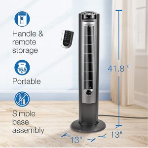 Portable Electric 42" Oscillating Tower Fan with Nighttime Setting, Timer and Remote Control for Indoor, Bedroom and Home Office Us