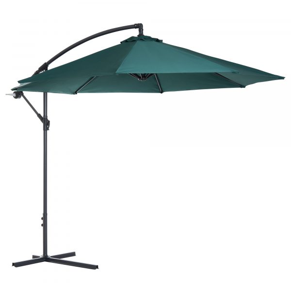 Outsunny 10 Cantilever Hanging Tilt offset patio umbrella with stand green - Image 4