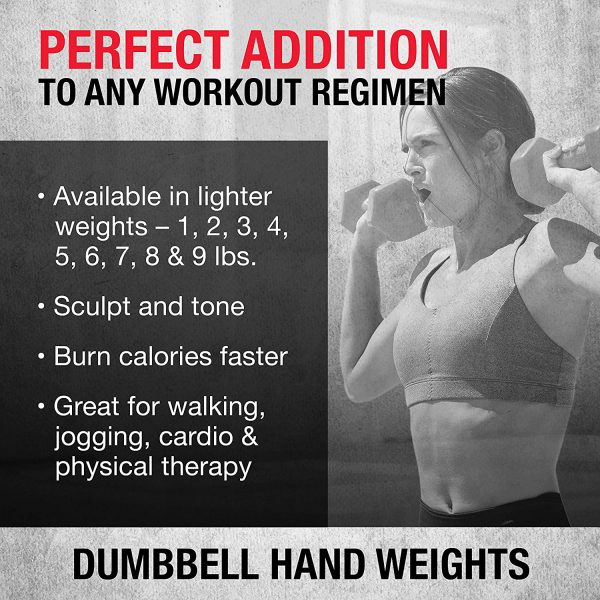 Dumbbells Hand Weights Set of 2 - Vinyl Coated Exercise & Fitness Dumbbell for Home Gym Equipment - Image 4