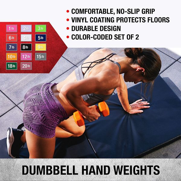 Dumbbells Hand Weights Set of 2 - Vinyl Coated Exercise & Fitness Dumbbell for Home Gym Equipment - Image 3
