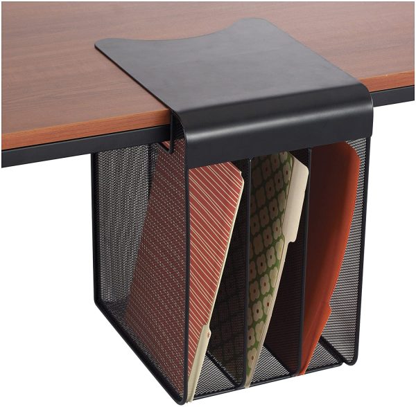 Onyx Mesh Solid Top Vertical Hanging Desk Storage