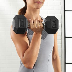 Basics Rubber Encased Hex Dumbbell Hand Weight