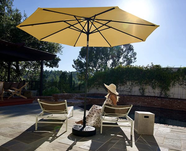 10-Ft Patio Umbrella 40 LED Lighted Solar Umbrella with Push Button Tilt and Crank